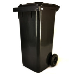 Kültéri kuka 120L-es, háztartási, kommunális  hulladéktároló, kerekes, műanyag, szürke. Szemetes