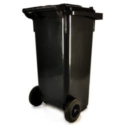 Kültéri kuka 120L-es, háztartási, kommunális  hulladéktároló, kerekes, műanyag, szürke. Szemetes