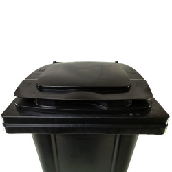 Háztartási kuka 120L-es, szürke, kerekes, műanyag, premium - [TM]