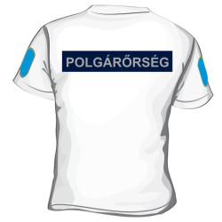 Polgárőr Fehér Környakas póló, 100% pamut, fényvisszaverő felirattal