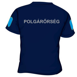 Polgárőr Sötét Kék Környakas póló, 100% pamut, fényvisszaverővel