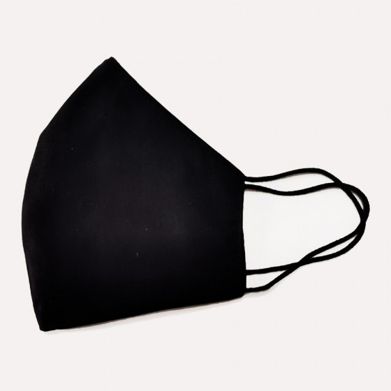 Mosható háromrétegű fekete, textil szájmaszk, feliratozható