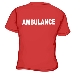 AMBULANCE, Piros Környakas póló, 100% pamut