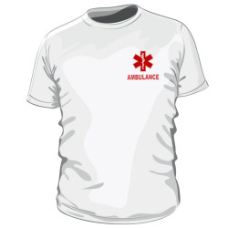 AMBULANCE, Fehér Környakas póló, 100% pamut