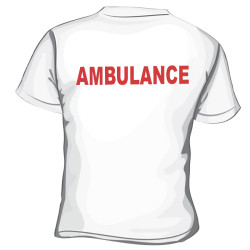 AMBULANCE, Fehér Környakas póló, 100% pamut
