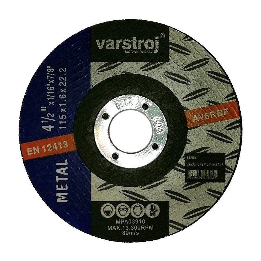 VARSTROJ vágókorong fémre 115x1,6x22,2 VARSTROJ vágókorong fémre 115x1,6x22,2