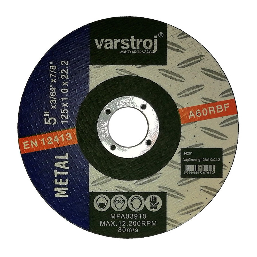 VARSTROJ vágókorong fémre 125x1,0x22,2 VARSTROJ vágókorong fémre 125x1,0x22,2