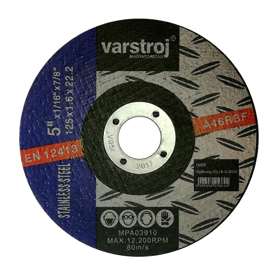 VARSTROJ vágókorong INOX 125x1,6x22,2 VARSTROJ vágókorong INOX 125x1,6x22,2