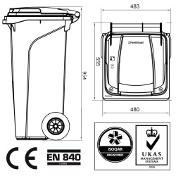Kültéri kuka 120L-es, háztartási, kommunális  hulladéktároló, kerekes, műanyag, szürke. Urban. Szemetes Kültéri kuka 120L-es, háztartási, kommunális  hulladéktároló, kerekes, műanyag, szürke. Urban. Szemetes