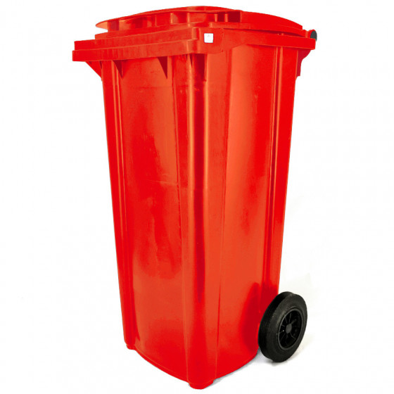 Háztartási kuka 120L-es, piros, kerekes, műanyag, premium - [TM]