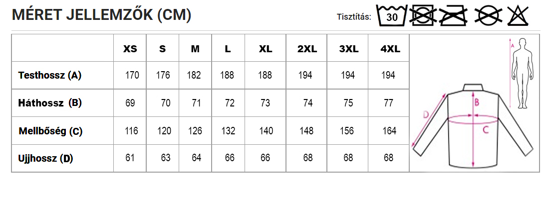 Országos Polgárőr SZövetség Sötétkék téli pilóta dzseki fényvisszaverővel mérettábla